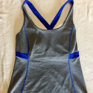 Lucy Blue Gray Athletic Yoga Fitness Racerback Top Padded Adjustable Bra NWT szS